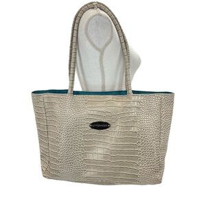 Uttermost Faux Crocodile Leather Large Bag Taupe